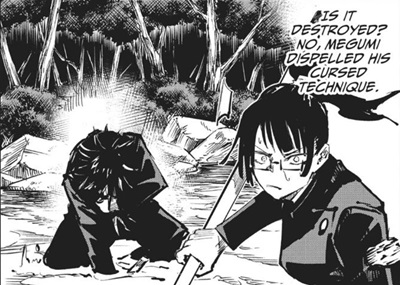 Megumi dispels his cursed technique against Hanami